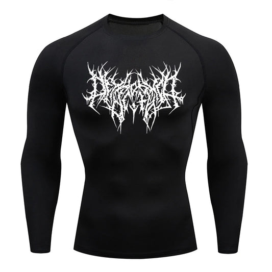 Long Sleeve Revena™ "Abstract Thorn" Pattern Elastic Compression Shirt