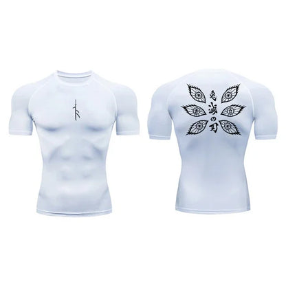 Short Sleeve Revena™ "Vision" Pattern Elastic Compression Shirt