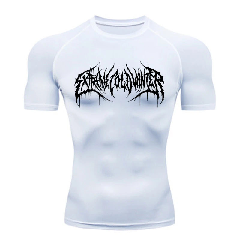 Short Sleeve Revena™ "Extreme Cold Winter" Pattern Elastic Compression Shirt
