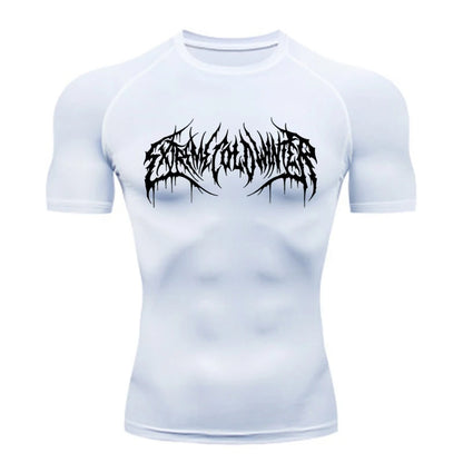 Short Sleeve Revena™ "Extreme Cold Winter" Pattern Elastic Compression Shirt