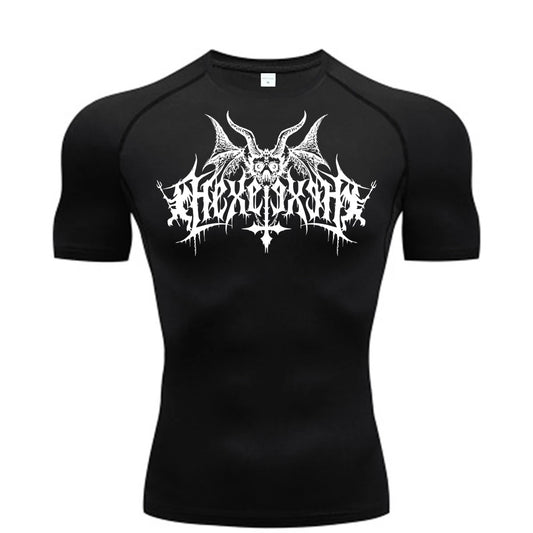 Short Sleeve Revena™ "Hexe" Pattern Elastic Compression Shirt