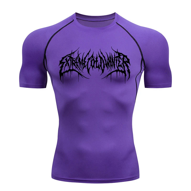 Short Sleeve Revena™ "Extreme Cold Winter" Pattern Elastic Compression Shirt