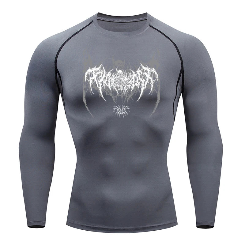 Long Sleeve Revena™ "Fallen Cherub" Pattern Elastic Compression Shirt
