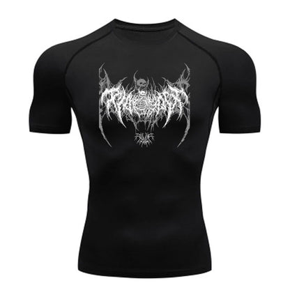 Short Sleeve Revena™ "Fallen Cherub" Pattern Elastic Compression Shirt