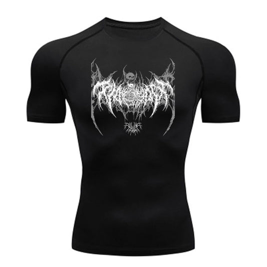 Short Sleeve Revena™ "Fallen Cherub" Pattern Elastic Compression Shirt