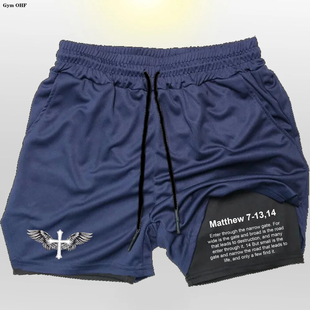 Pro Layer Revena™ “Matthew 7-13,14” 2-in-1 Performance Training Shorts