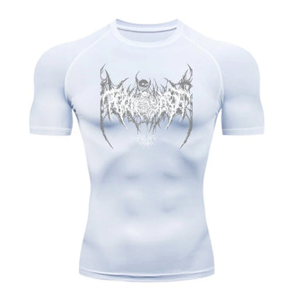 Short Sleeve Revena™ "Fallen Cherub" Pattern Elastic Compression Shirt