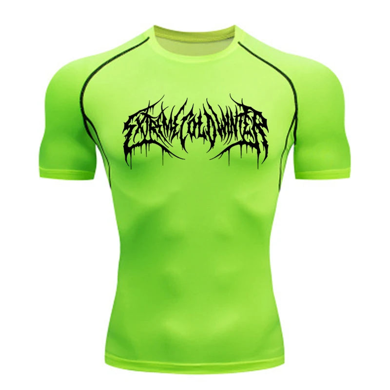 Short Sleeve Revena™ "Extreme Cold Winter" Pattern Elastic Compression Shirt