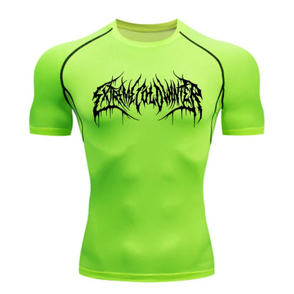 Short Sleeve Revena™ "Extreme Cold Winter" Pattern Elastic Compression Shirt