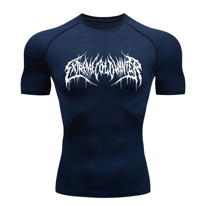 Short Sleeve Revena™ "Extreme Cold Winter" Pattern Elastic Compression Shirt