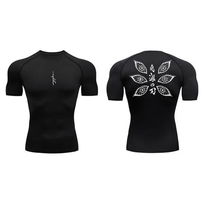 Short Sleeve Revena™ "Vision" Pattern Elastic Compression Shirt