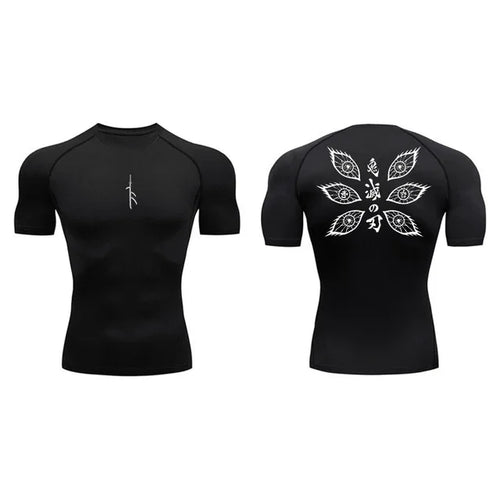 Short Sleeve Revena™ "Vision" Pattern Elastic Compression Shirt