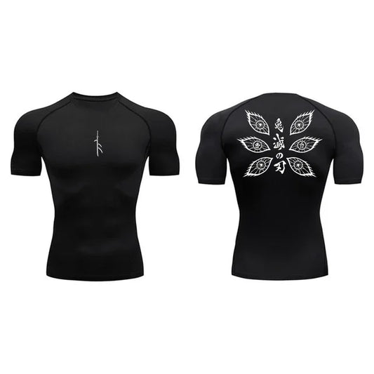 Short Sleeve Revena™ "Vision" Pattern Elastic Compression Shirt
