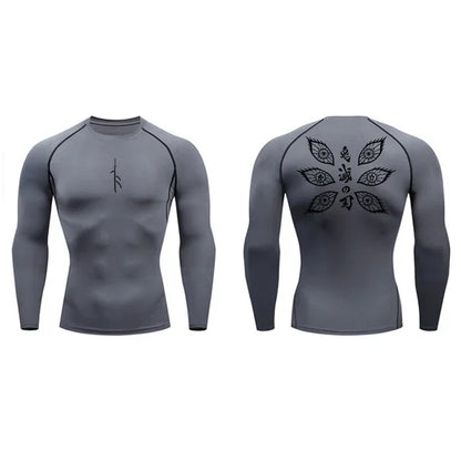 Long Sleeve Revena™ "Vision" Pattern Elastic Compression Shirt