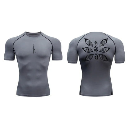 Short Sleeve Revena™ "Vision" Pattern Elastic Compression Shirt