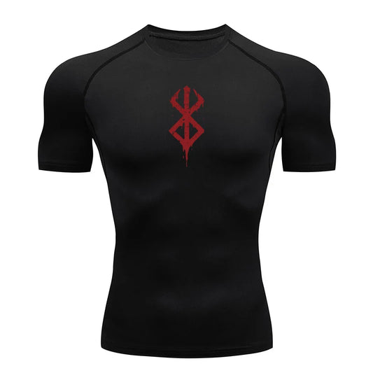 Short Sleeve Revena™ "Helm Of Awe" Pattern Elastic Compression Shirt