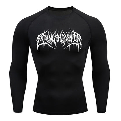 Long Sleeve Revena™ "Extreme Cold Winter" Pattern Elastic Compression Shirt