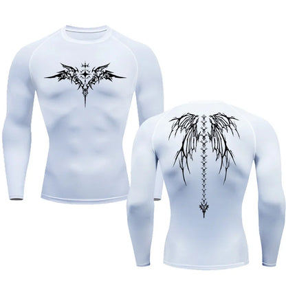 Long Sleeve Revena™ "Seraphim" Pattern Elastic Compression Shirt