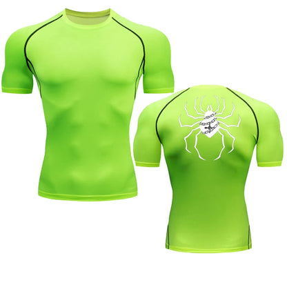 Short Sleeve Revena™ "Troupe" Pattern Elastic Compression Shirt