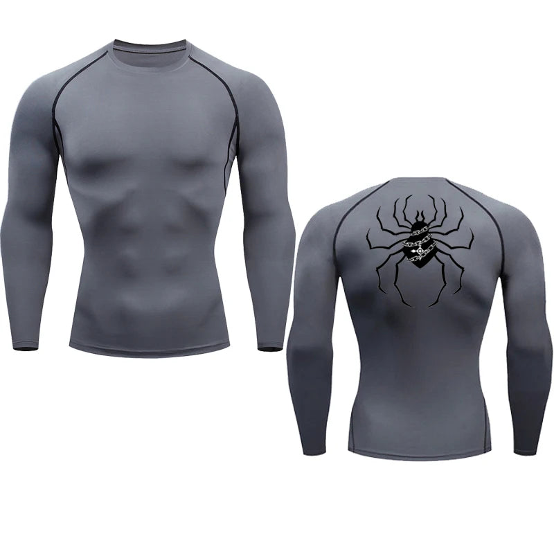 Long Sleeve Revena™ "Troupe" Pattern Elastic Compression Shirt