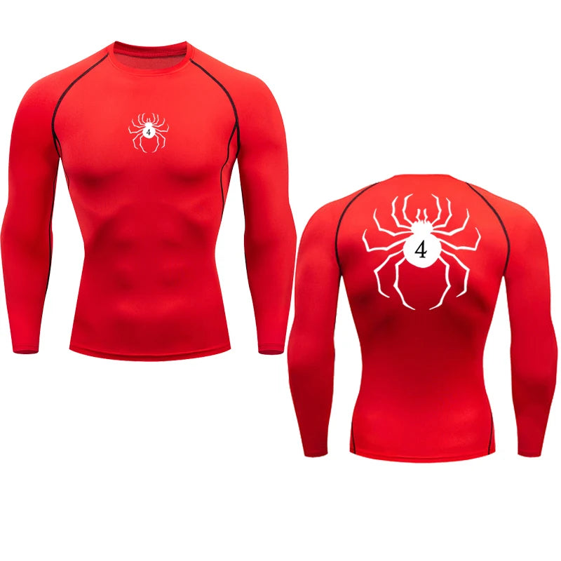 Long Sleeve Revena™ "Troupe" Pattern Elastic Compression Shirt V2