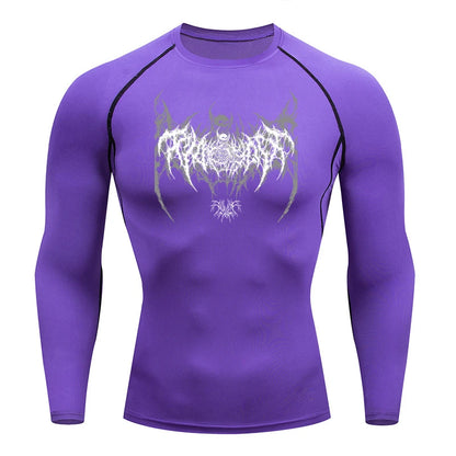 Long Sleeve Revena™ "Fallen Cherub" Pattern Elastic Compression Shirt