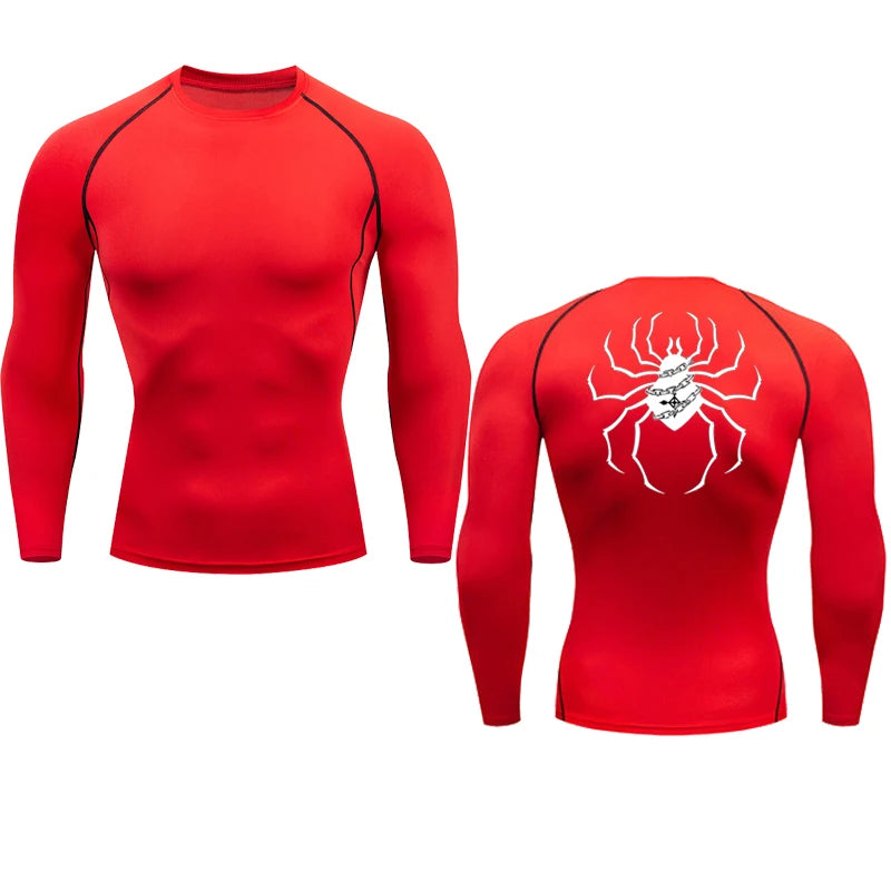 Long Sleeve Revena™ "Troupe" Pattern Elastic Compression Shirt