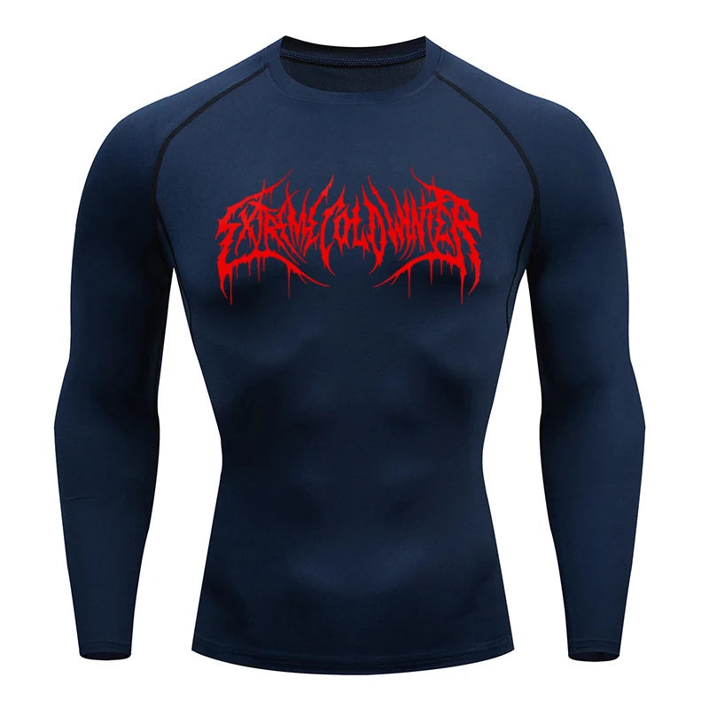 Long Sleeve Revena™ "Extreme Cold Winter" Pattern Elastic Compression Shirt
