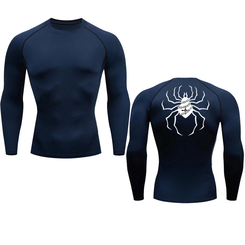 Long Sleeve Revena™ "Troupe" Pattern Elastic Compression Shirt