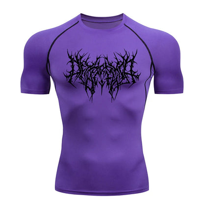 Short Sleeve Revena™ "Abstract Thorn" Pattern Elastic Compression Shirt (UNFINISHED)