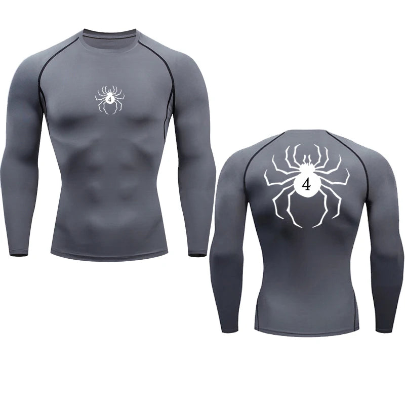 Long Sleeve Revena™ "Troupe" Pattern Elastic Compression Shirt V2