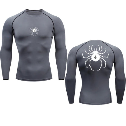 Long Sleeve Revena™ "Troupe" Pattern Elastic Compression Shirt V2