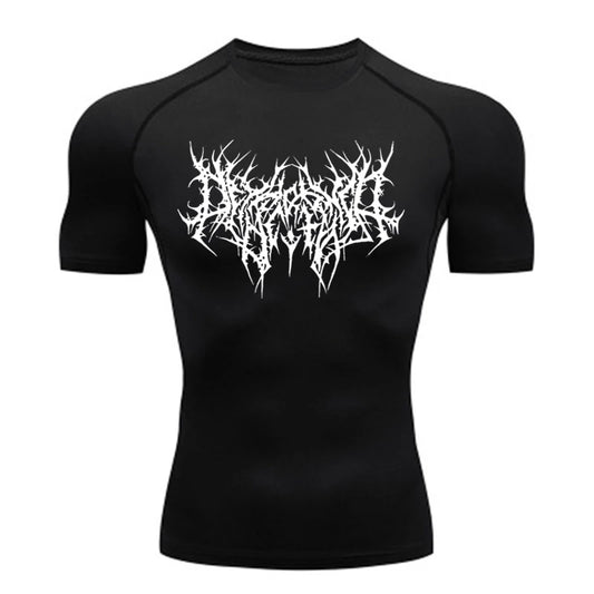 Short Sleeve Revena™ "Abstract Thorn" Pattern Elastic Compression Shirt
