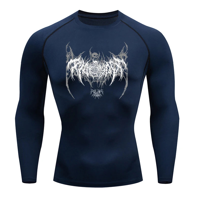 Long Sleeve Revena™ "Fallen Cherub" Pattern Elastic Compression Shirt