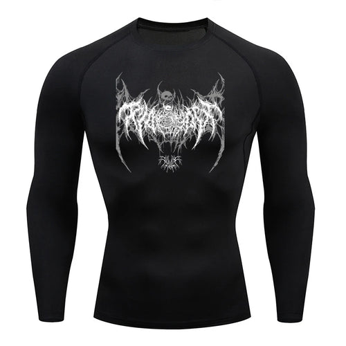 Long Sleeve Revena™ "Fallen Cherub" Pattern Elastic Compression Shirt