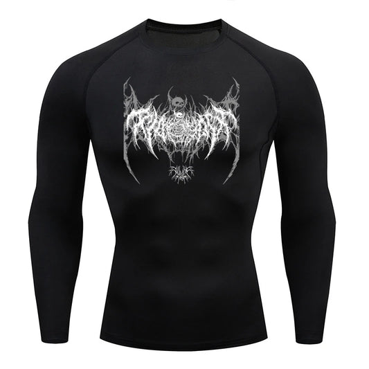 Long Sleeve Revena™ "Fallen Cherub" Pattern Elastic Compression Shirt