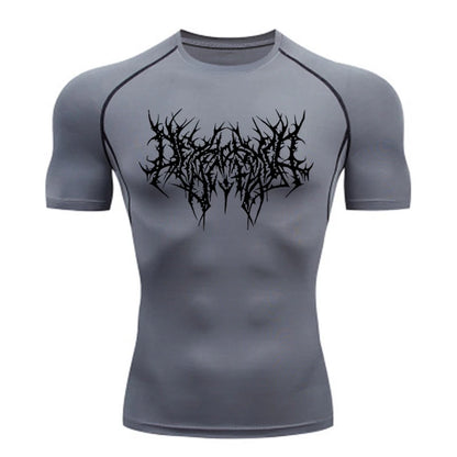 Short Sleeve Revena™ "Abstract Thorn" Pattern Elastic Compression Shirt (UNFINISHED)