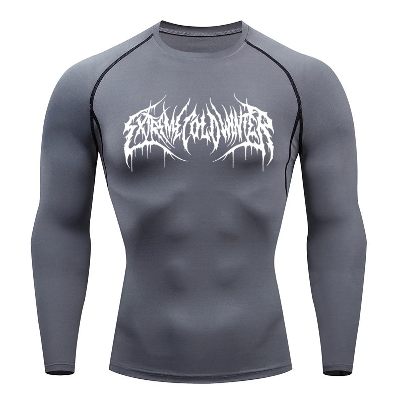 Long Sleeve Revena™ "Extreme Cold Winter" Pattern Elastic Compression Shirt