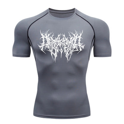 Short Sleeve Revena™ "Abstract Thorn" Pattern Elastic Compression Shirt (UNFINISHED)