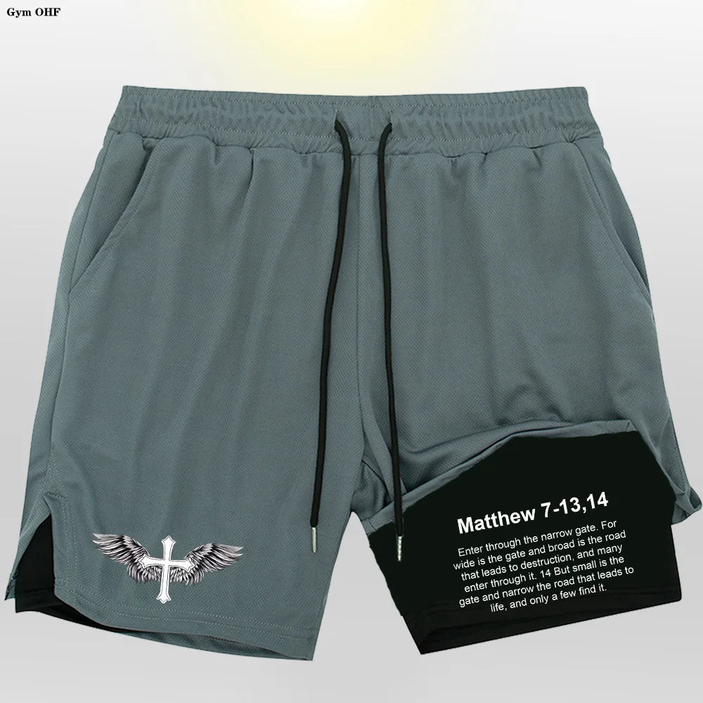 Pro Layer Revena™ “Matthew 7-13,14” 2-in-1 Performance Training Shorts