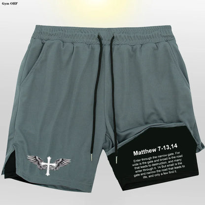 Pro Layer Revena™ “Matthew 7-13,14” 2-in-1 Performance Training Shorts