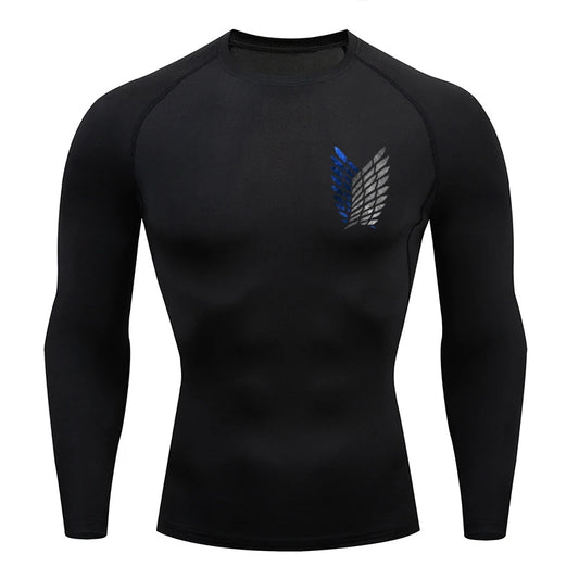 Long Sleeve Revena™ "Attack On Titan" Pattern Elastic Compression Shirt